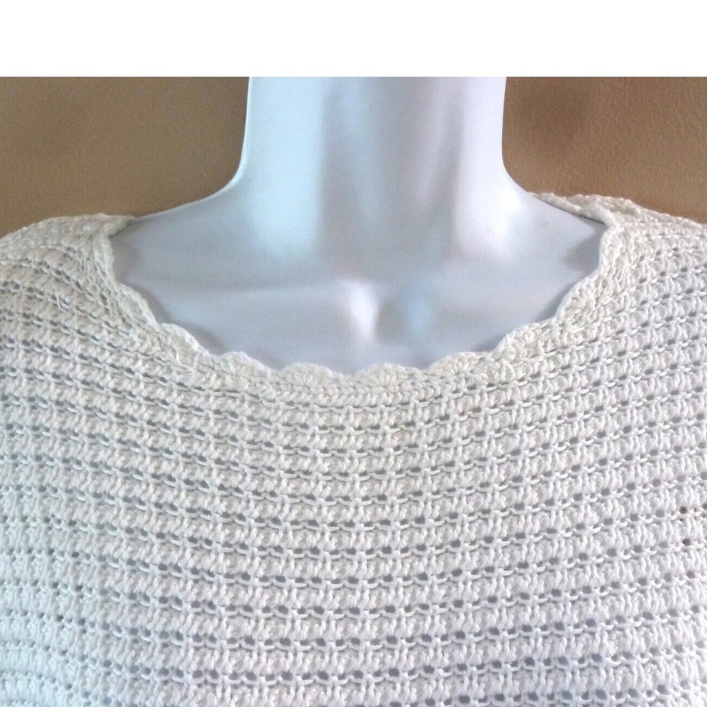 NWOT SINCERELY JULES Sz Med Long Sleeve Granny Square Crop Sweater Cottagecore - Picture 2 of 8
